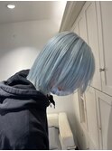 14224ブリーチデザインフェザーショートネイビーブルーカラー