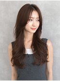 シースルーバング/ウェーブ巻きロング