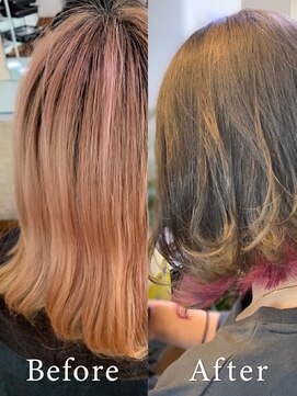 アークスヘアー ピンクべージュインスタ人気外国人風ベージュ×インナーピンク