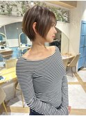 ショート×ハイライト白髪ぼかし×シルキーベージュ[心斎橋]
