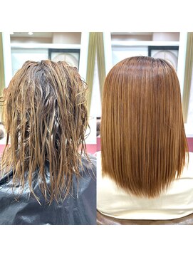 ザトエル 栄(THE TOEL) ブリーチ毛への髪質改善ストレート