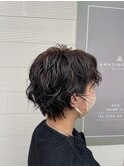 パーマ×ハイライト/レイヤーカット/抜け感/白髪ぼかし/透明感