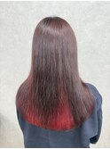 ブリーチ１回レッドインナーカラー♪