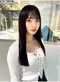ミニウルフ黒染め髪質改善縮毛矯正酸性ストレートレイヤー/博多