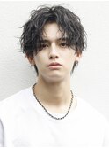 【黒髪スパイラルセンターパート】メンズパーマウェーブパーマ