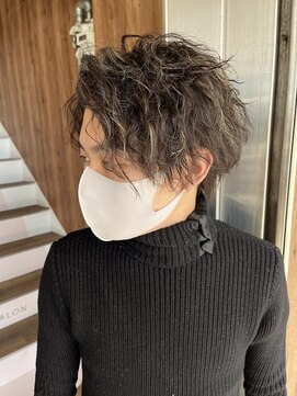 アヴァンス 天王寺店(AVANCE.) MEN'S HAIR ウルフ×センターパート×メッシュ