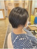 ショートボブ/アッシュブラック/刈り上げショート/50代/60代