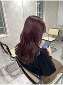 【藤沢横浜】ワインレッドカラー/ブリーチなしダブルカラー