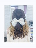編み込みハーフアップ