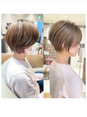 大人可愛い小顔ひし形クビレ丸みボブ20代30代40代大人ショート