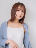 ミニウルフ小顔カット結べるボブシースルーバングマロンベージュ
