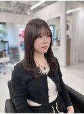 ミディアムレイヤー 韓国風巻き ラベンダーグレージュ