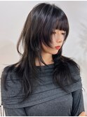 韓国人ハッシュカット/顔まわりレイヤー/赤み消しカラー/韓国