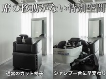 Soleriaは席の移動をしないセット椅子とシャンプー代が一体型となった最新のカットチェアを導入してます