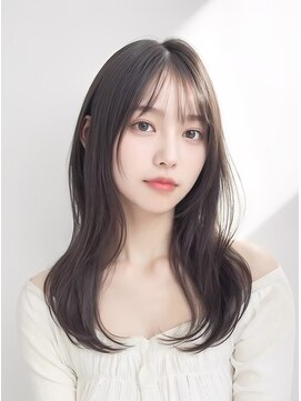 韓国風ワンホンスタイル/シースルーバング/チャコールグレー