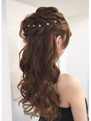 パーティーハーフアップ　ヘアセット