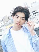 緩パーマ×センターパート×スパイラルパーマ
