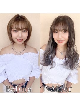 あるじゃんすー 岡山店 ココアグレージュ×シルバーアッシュ#シールエクステ#小顔ヘア