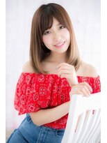 ヘアアンドビューティー ミック(Hair & Beauty miq) 斜めバングツヤ髪大人かわいいハイライトカラーストレートa1