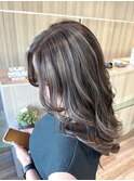 ハイライト グレージュカラー 白髪ぼかし