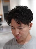 フェザーパーマ かきあげショート センターパート 無造作パーマ