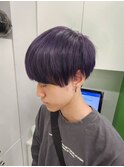 メンズ/パープルカラー/マッシュショート