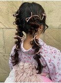 推し活　ロングヘア　ツイン　編み下ろし　ゆるふわ　大阪