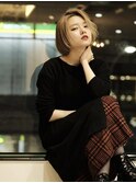 ■カーキベージュかき上げワンレンボブM.SLASHたまプラーザ12-9