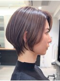 表参道白髪ぼかし上質ナチュラルショートアッシュベージュ40代