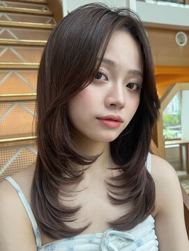 バイオレット 表参道店(Violet) ミディアムレイヤーグレージュハッシュカット顔周りカット