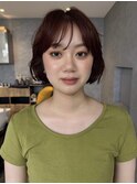 秋カラー/ボルドーカラー/ボブ/前上がりボブ/ニュアンスボブ