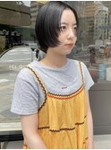 ミニボブ　前上がりボブ　切りっぱなし