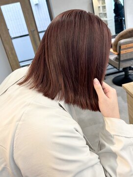 ミュラ(mulah) こっくりカラーピンクブラウン*ミディアムボブ暖色カラー