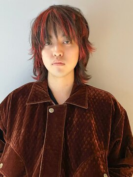 サル 代官山(SAL) 【SAL】赤髪ポイントメッシュセミロングウルフ