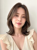 ノア 三宮店(NOA)&nbsp;【NOA】透明感ベージュハイライトミディ白髪ぼかし