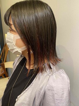 メイクス 表参道(MAKE'S omotesando) 切りっぱなしボブ/インナーカラー/大人ボブ/ピンクオレンジ