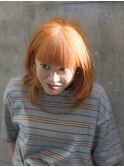 ペールオレンジ×ミディアムレイヤー&ワイドバング