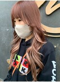くびれロング×コーラルベージュインナーカラー