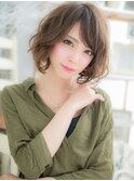 外国人風大人ハイライトゆるふわ前下がりボブh2越谷20代30代40代