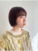 ワイドバング/ミニボブ/オレンジベージュ