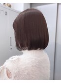 ピンクブラウン　ブリーチなしダブルカラー　ボブ