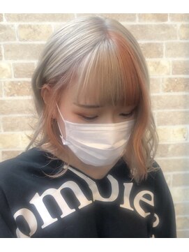 ルイス(L'wis) ブリーチ2.3回ホワイトベージュ推しカラーオレンジ【L'wis乙津】