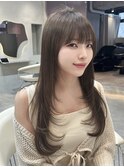 似合わせカットメルティカラーフェミニンロングマロンベージュ