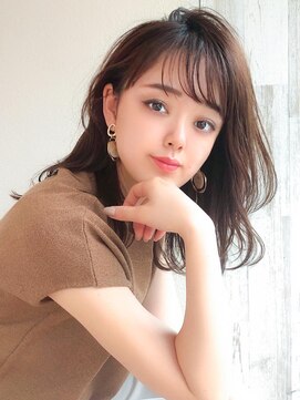 アフロート エル 錦糸町(AFLOAT L) 結んでもかわいいくびれセミロング × ミルクティベージュ