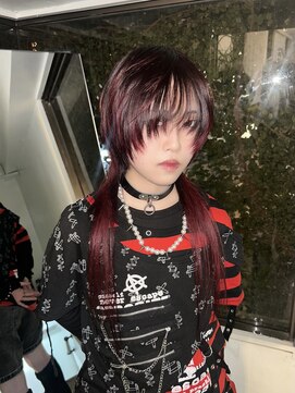 キイ 原宿 表参道(K.e.y) ロングウルフ/シャギーカット/ボルドーカラー