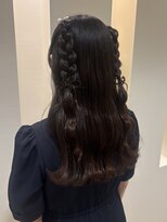 リング ヘアーハウス(ring Hair Haus) ハーフツイン×リボンアレンジ
