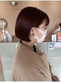 オレンジブラウンカラー×丸みボブ