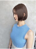 大人可愛い丸みボブミルクティーブラウン20代30代40代