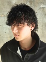 ソレイユ バイ アルフレッド(SOLEIL by alfRed)&nbsp;波巻きスパイラルパーマ　ツーブロック　マッシュ　黒髪束感