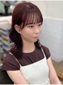韓国前髪顔周り×ハッシュレイヤー　暗めカラー/酸性ストレート